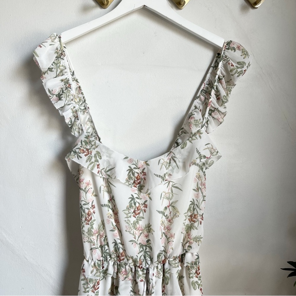 Gal Meets Glam Isabella Floral Stripe Cross Back Maxi Dress - Picture 2 of 12